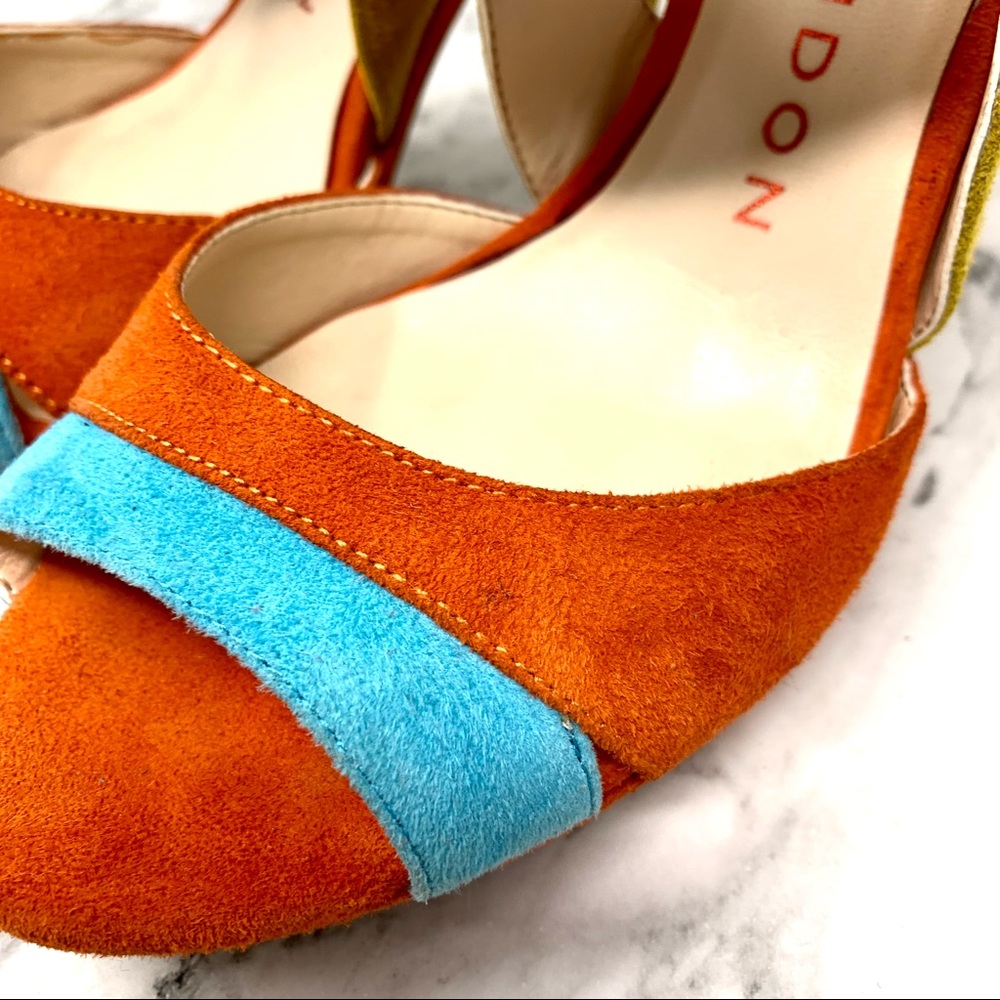 Sacha London Pasha Suede Colorful Sandals 6 Cocktail Resortwear Cruisewear Fun - Picture 9 of 15
